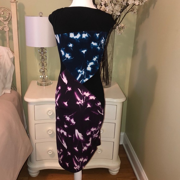 BCBGMaxAzaria Daphney Dress Blue Black Purple Sz S - Picture 5 of 10